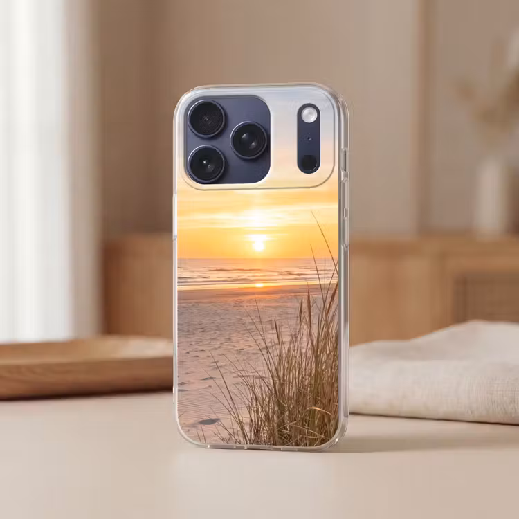 Zonsondergang - Duinen - Zee Telefoonhoesje iPhone 17 Pro klein -sfeer2
