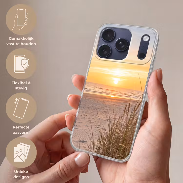 Zonsondergang - Duinen - Zee Telefoonhoesje iPhone 17 Pro klein -sfeer3_NL