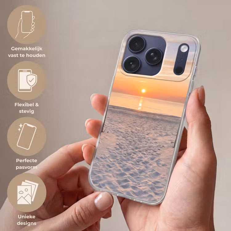 Zonsondergang - Strand - Zand Telefoonhoesje iPhone 17 Pro klein -sfeer3_NL