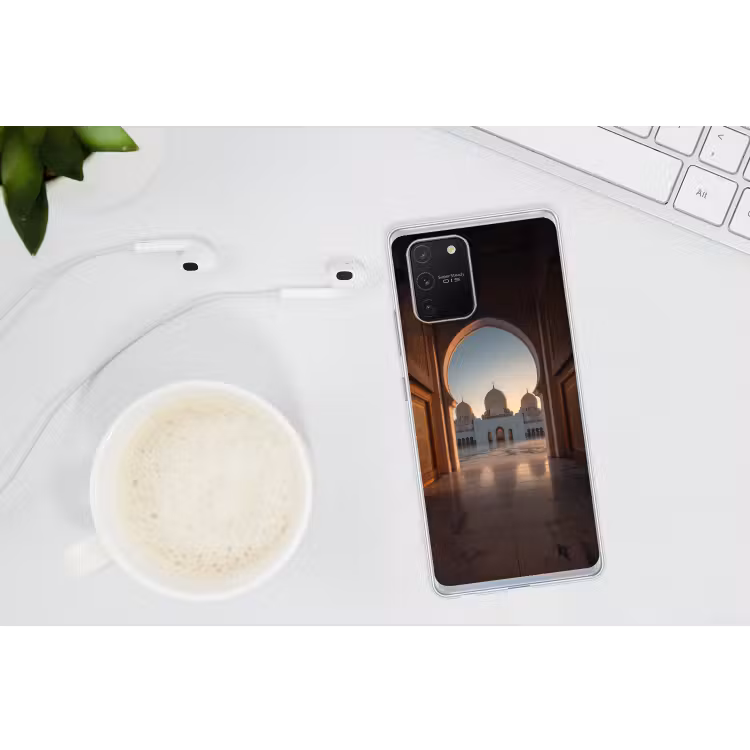 Zonsopkomst - Witte koepels - Plein - Moskee Telefoonhoesje Samsung Galaxy S10 Lite klein -oordopS10Lite