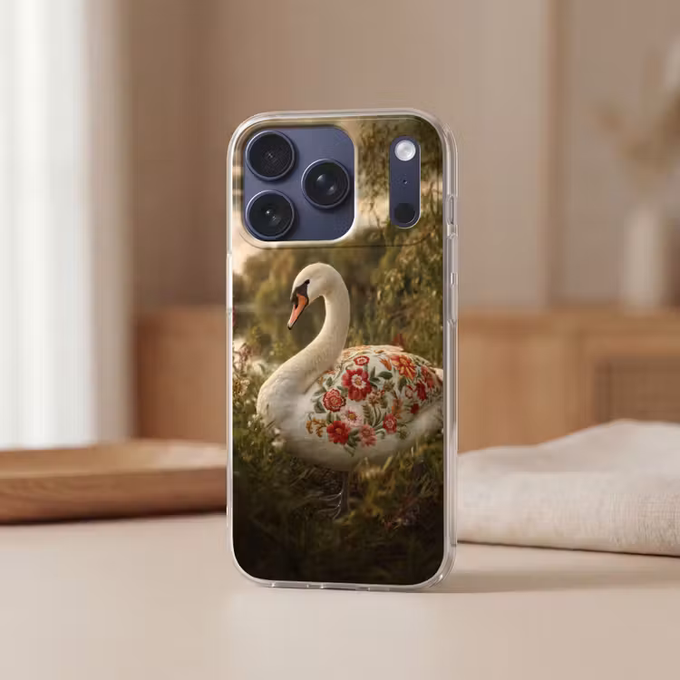 Zwaan - Bloemen - Natuur Telefoonhoesje iPhone 17 Pro klein -sfeer2