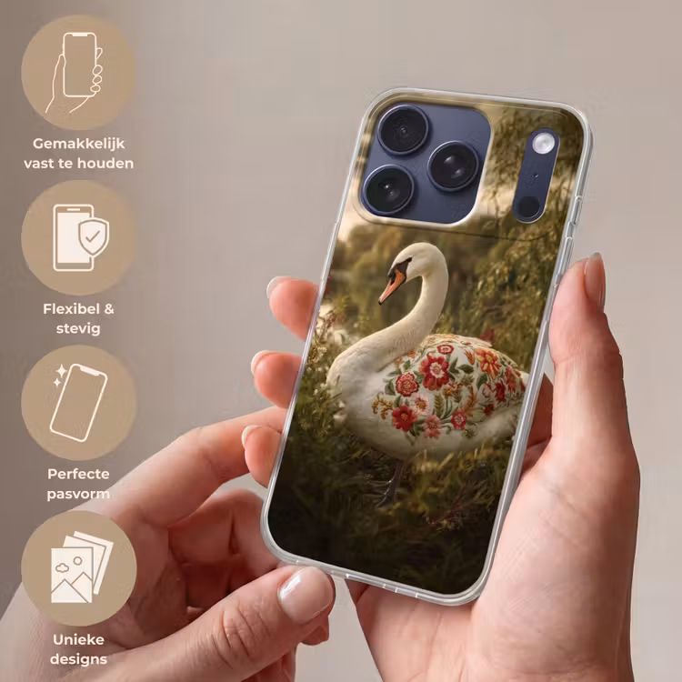 Zwaan - Bloemen - Natuur Telefoonhoesje iPhone 17 Pro klein -sfeer3_NL