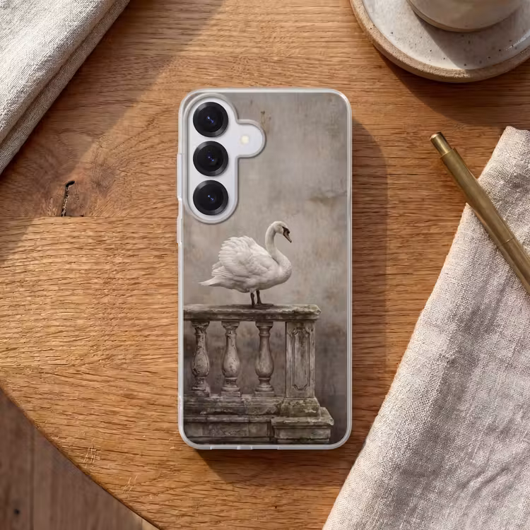Zwaan - Elegant - Dieren - Wit Telefoonhoesje Samsung Galaxy S26 klein -sfeer1