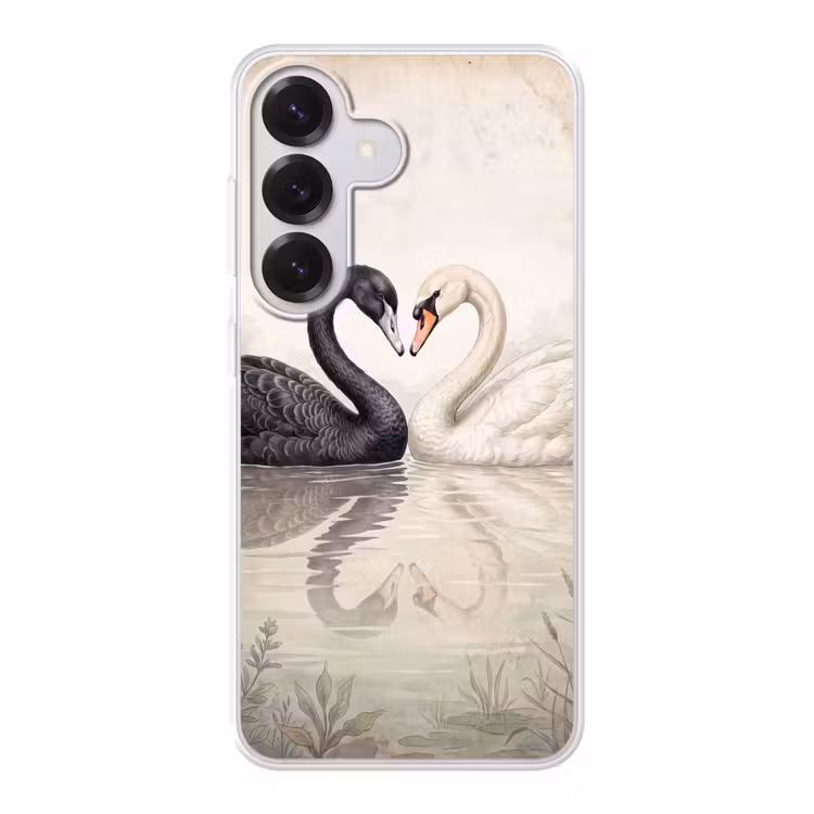 Zwanen - Hartvorm - Dieren Telefoonhoesje Samsung Galaxy S26 klein -3d