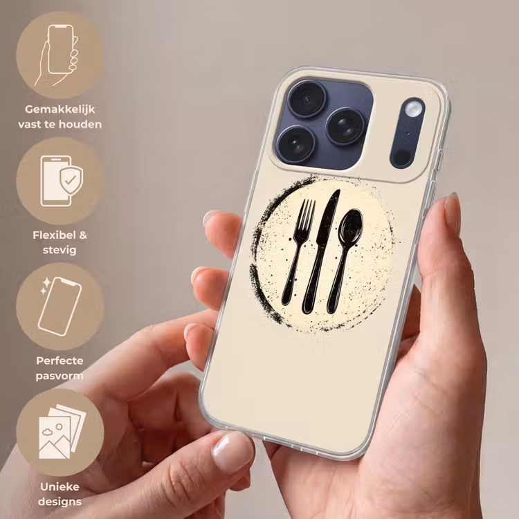 Zwart - Bestek - Rondje Telefoonhoesje iPhone 17 Pro klein -sfeer3_NL