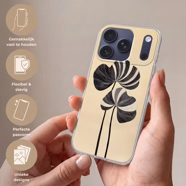 Zwart - Bladeren - Strepen - Minimalistisch Telefoonhoesje iPhone 17 Pro klein -sfeer3_NL