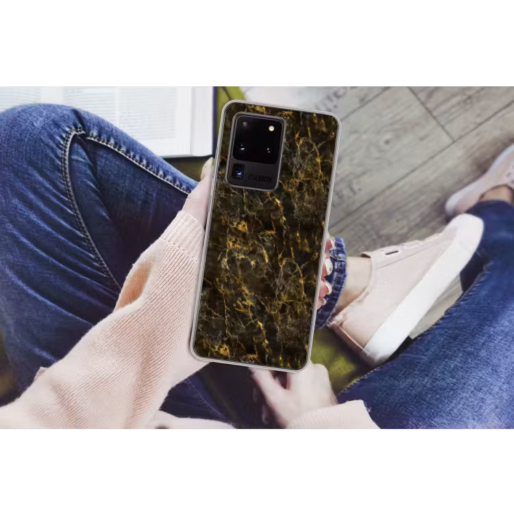 Zwart - Marmer - Goud Telefoonhoesje Samsung Galaxy S20 Ultra klein 358 -handS20Ultra