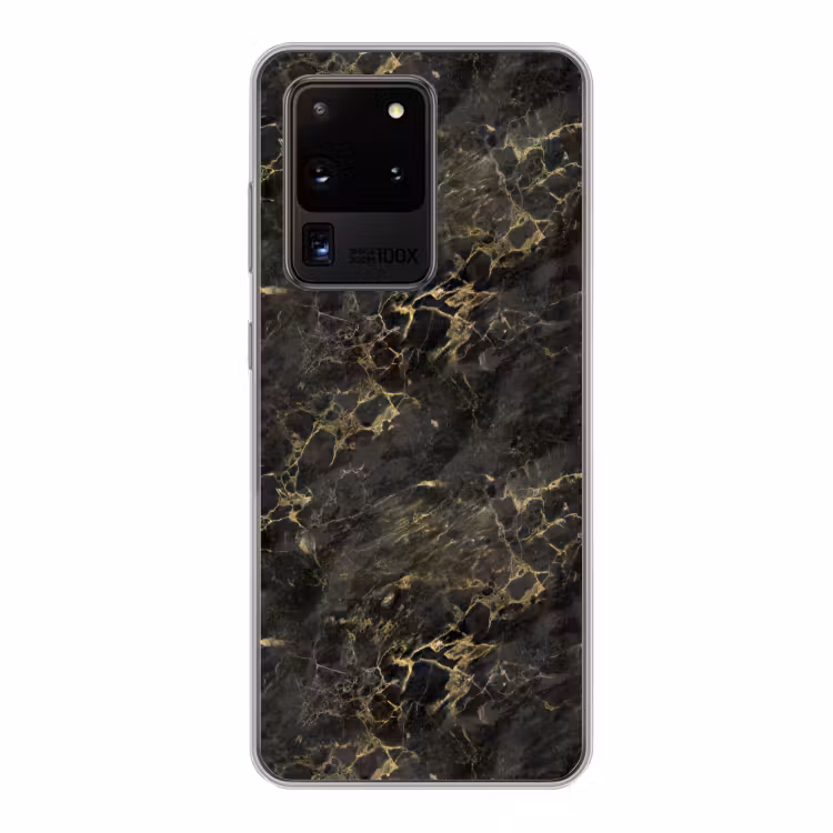 Zwart - Marmer - Goud - Nerf Telefoonhoesje Samsung Galaxy S20 Ultra klein 358 -3d