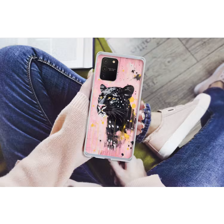 Zwart - Panter - Roze - Abstract Telefoonhoesje Samsung Galaxy S10 Lite klein -handS10Lite