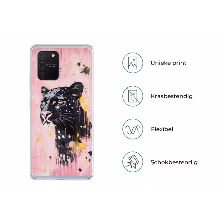 Zwart - Panter - Roze - Abstract Telefoonhoesje Samsung Galaxy S10 Lite klein -specsS10Lite