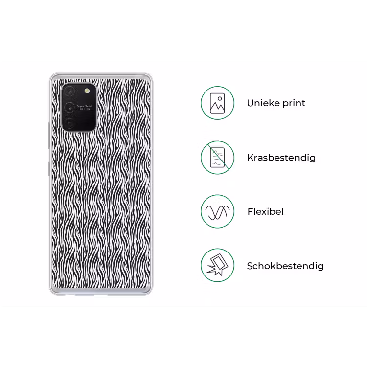Zwart - Wit - Zebra - Patroon Telefoonhoesje Samsung Galaxy S10 Lite klein 364 -specsS10Lite