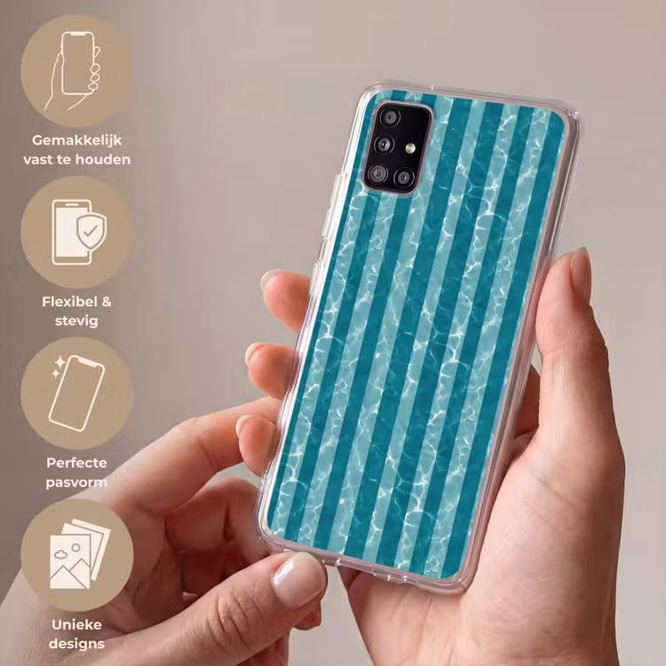 Zwembad - Strepen - Groen Telefoonhoesje Samsung Galaxy A51 5G klein 373 -sfeer3_NL