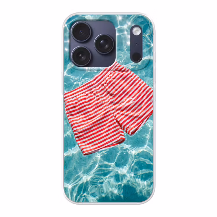 Zwemkleding - Gestreept - Water - Zomer - Rood-wit Telefoonhoesje iPhone 17 Pro klein -3d