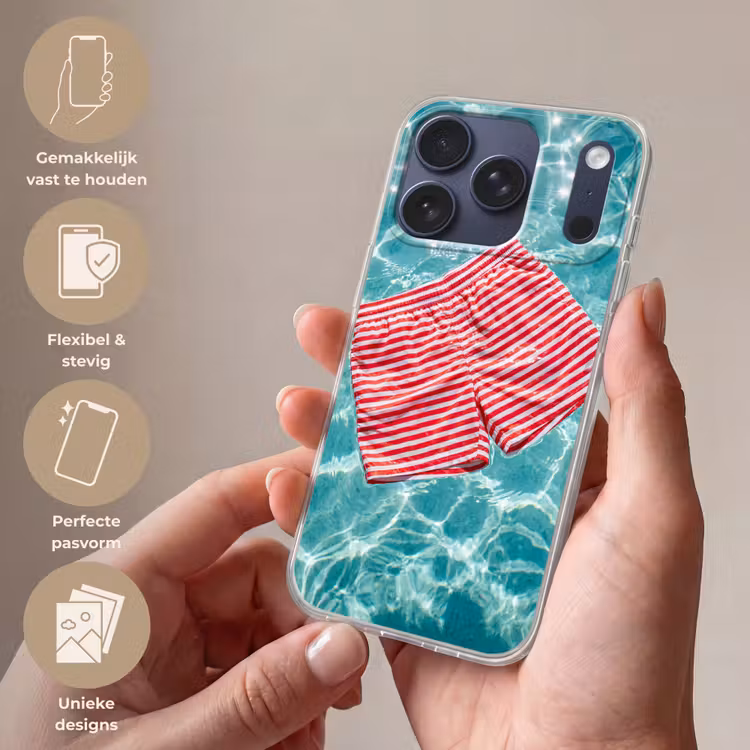 Zwemkleding - Gestreept - Water - Zomer - Rood-wit Telefoonhoesje iPhone 17 Pro klein -sfeer3_NL