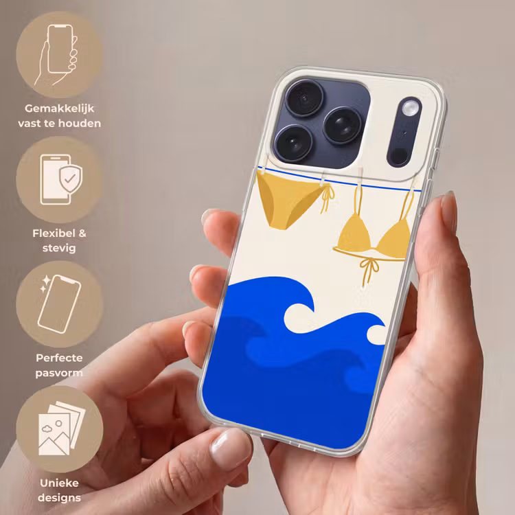 Zwemkleding - Zee - Zomer - Illustratie - Geel Telefoonhoesje iPhone 17 Pro klein -sfeer3_NL