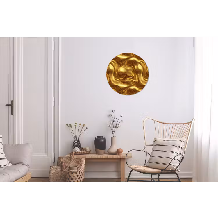 Textuur - Vloeibaar - Organisch - Goud Wandcirkel aluminium klein 190 -woonkamer
