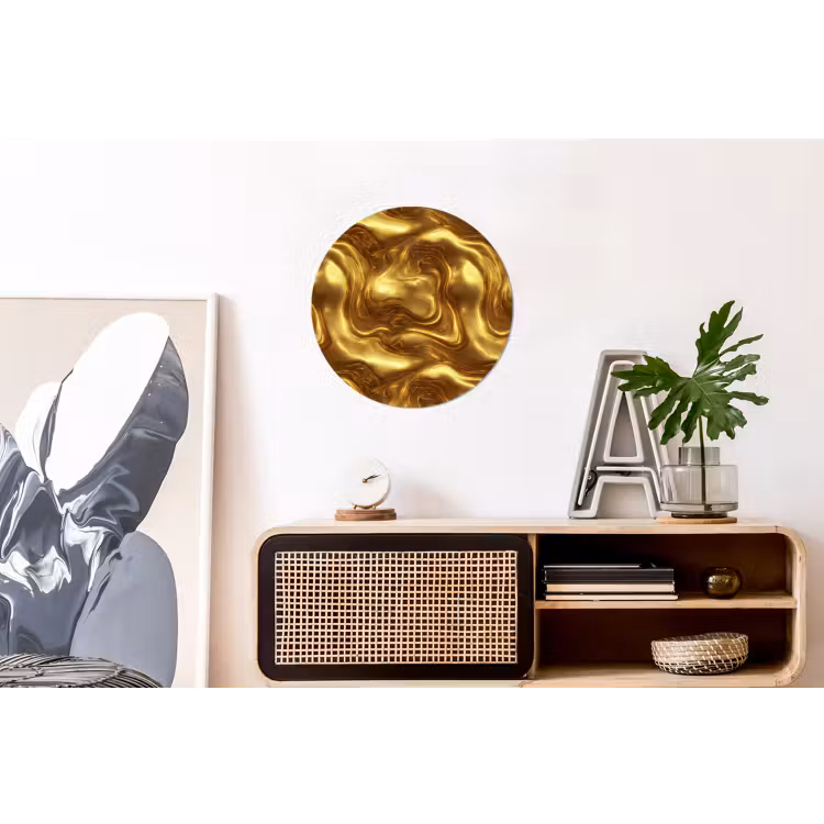 Textuur - Vloeibaar - Organisch - Goud Wandcirkel aluminium klein 190 -kantoor