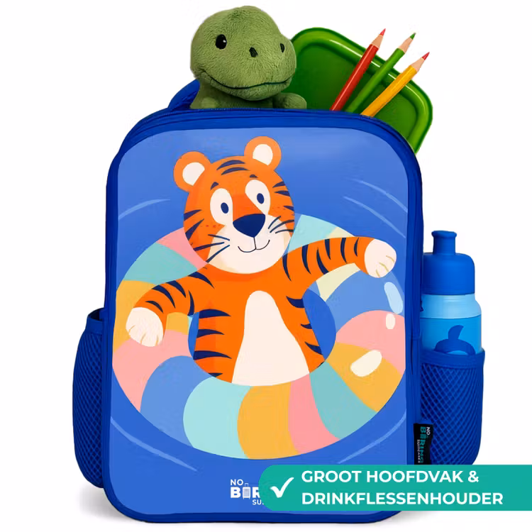 Tijger - Zwemband - Water Kinderrugzak - Blauw middel -inhoud_NL
