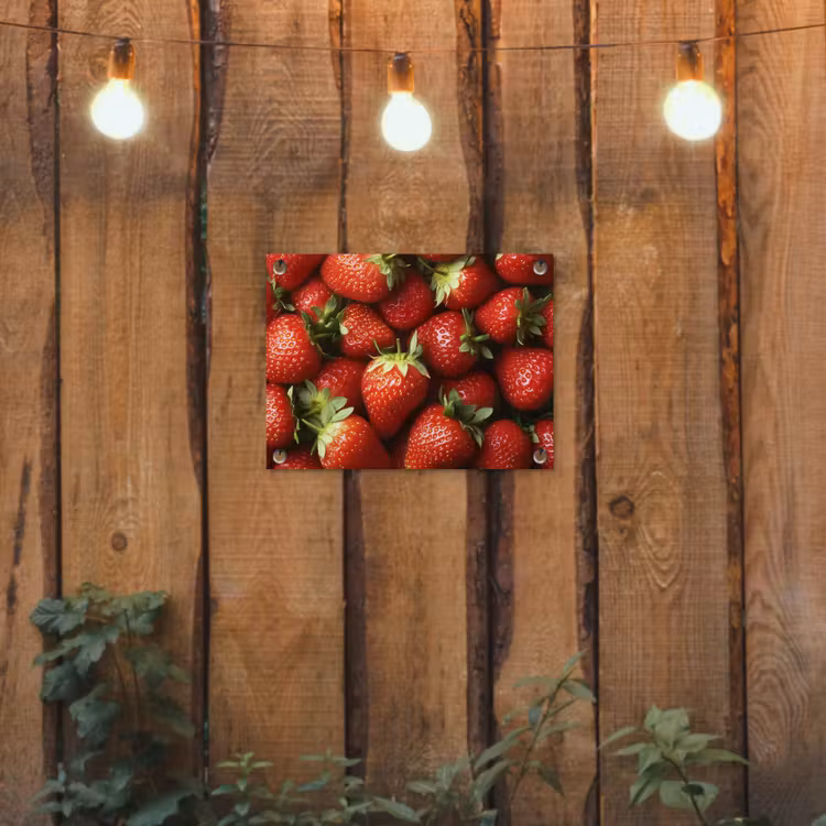 Aardbei - Fruit - Rood tuinposter los doek klein -sfeer1