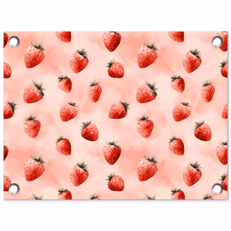 Aardbei - Patroon - Roze tuinposter los doek klein 239 -3d