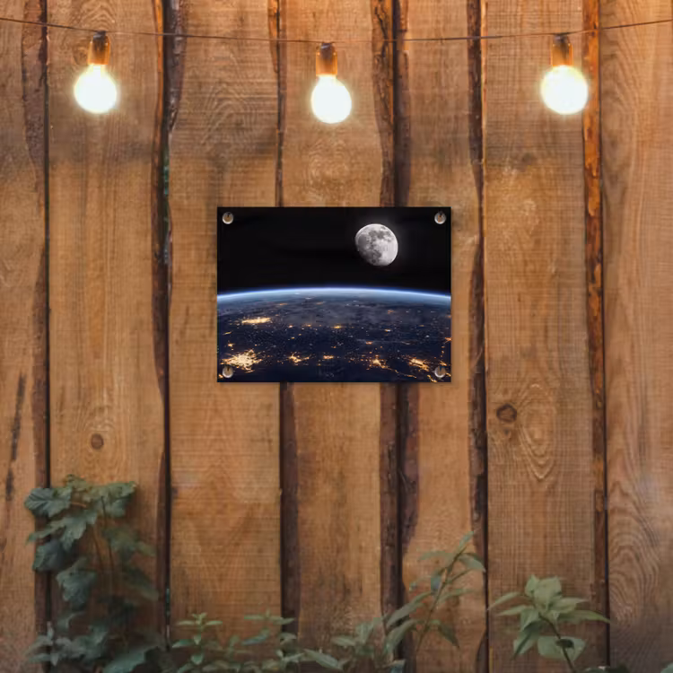 Tuinposter - Aarde - Nacht - Ruimte - Aarde - Nacht - Ruimte tuinposter los doek klein