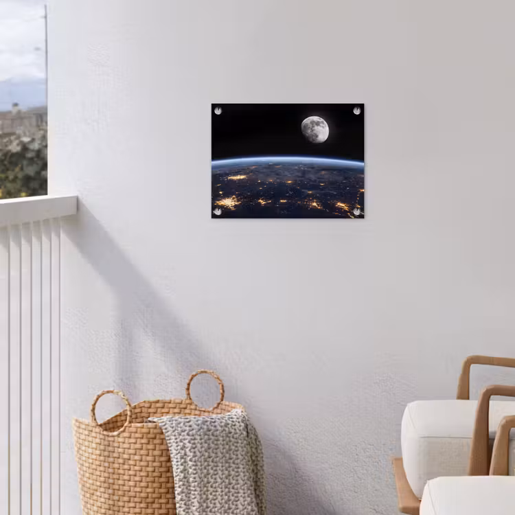 Tuinposter - Aarde - Nacht - Ruimte - Aarde - Nacht - Ruimte tuinposter los doek klein