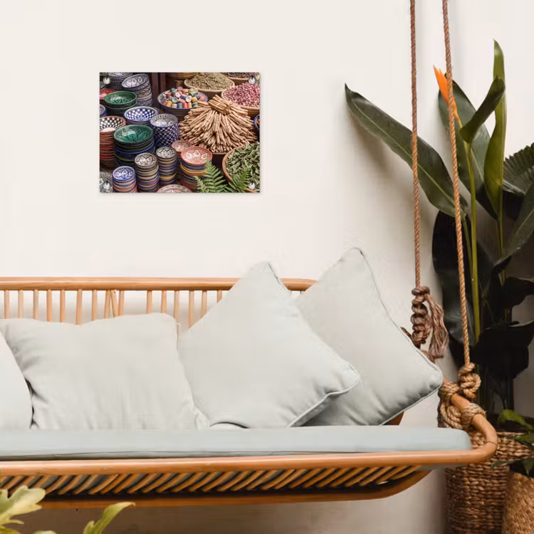 Tuinposter - Aardewerk - Oosters - Kleurrijk - Aardewerk - Oosters - Kleurrijk tuinposter los doek klein