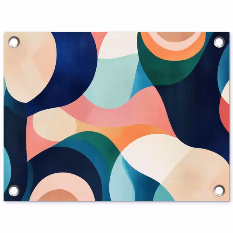 Abstract - Blauw - Roze tuinposter los doek klein -3d