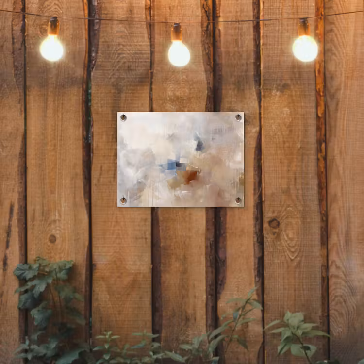 Abstract - Borstelstreken - Modern - Beige - Kunst tuinposter los doek klein -sfeer1