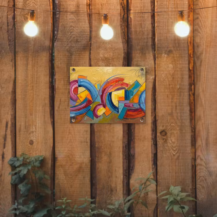 Abstract - Cirkels - Schilderij - Kleurrijk - Dynamisch tuinposter los doek klein -sfeer1