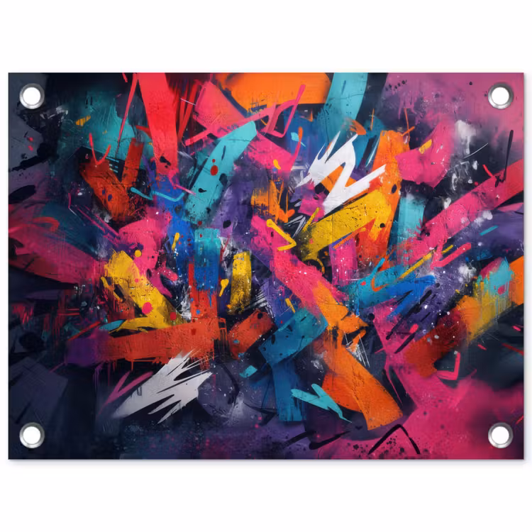 Abstract - Explosie - Neonkleuren tuinposter los doek klein -3d