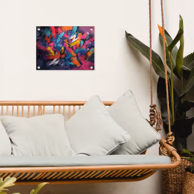 Abstract - Explosie - Neonkleuren tuinposter los doek klein -sfeer7