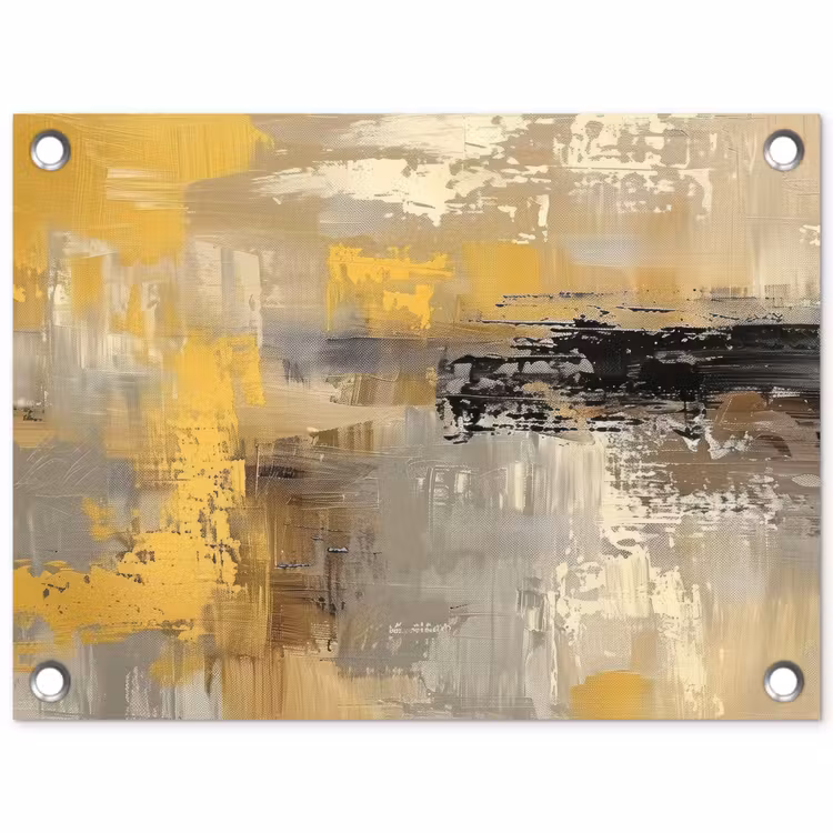 Abstract - Geel - Modern - Beige tuinposter los doek klein -3d
