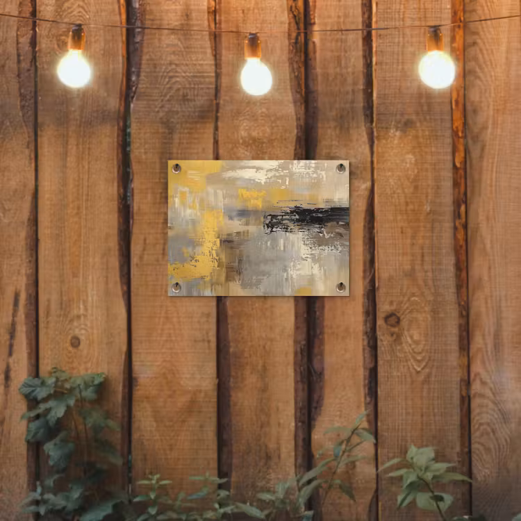 Abstract - Geel - Modern - Beige tuinposter los doek klein -sfeer1
