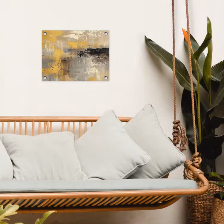 Abstract - Geel - Modern - Beige tuinposter los doek klein -sfeer7