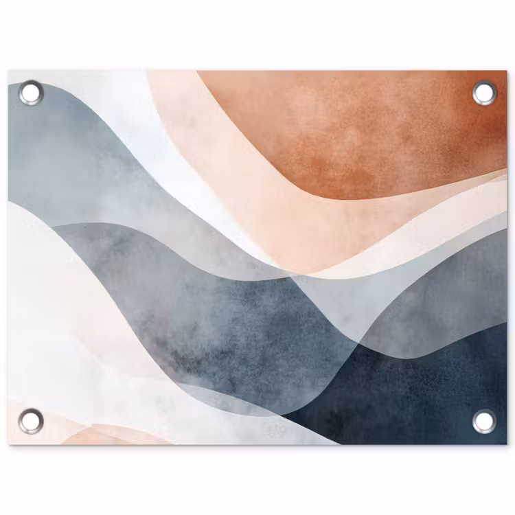 Abstract - Golven - Blauw tuinposter los doek klein -3d