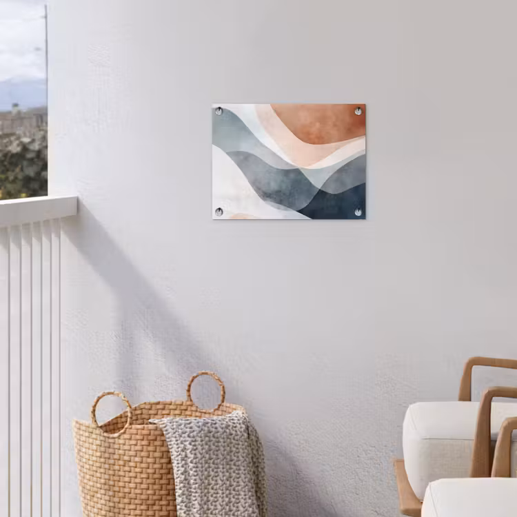 Abstract - Golven - Blauw tuinposter los doek klein -sfeer8