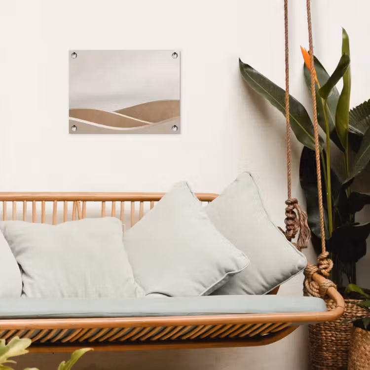 Abstract - Golven - Modern - Beige tuinposter los doek klein -sfeer7