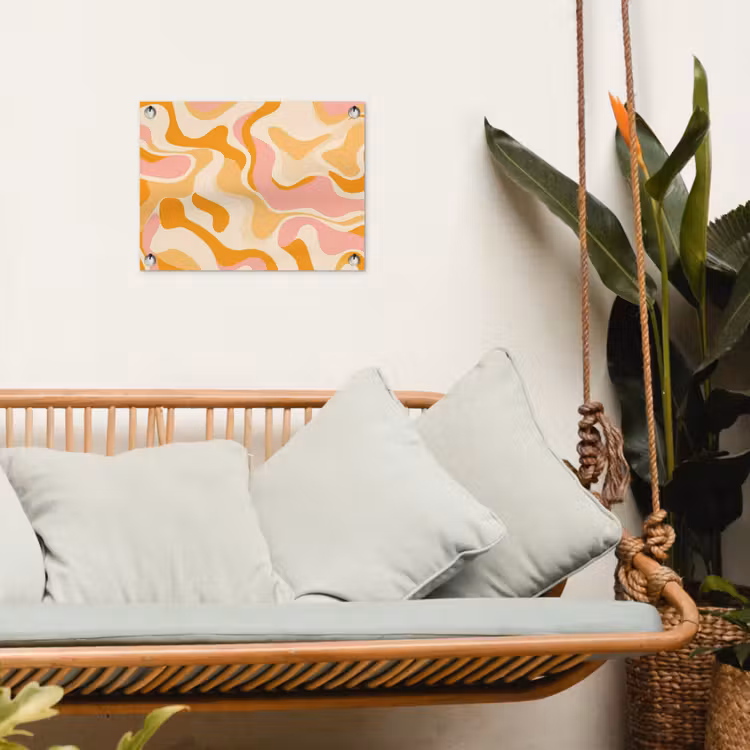 Abstract - Golvend - Oranje tuinposter los doek klein -sfeer7