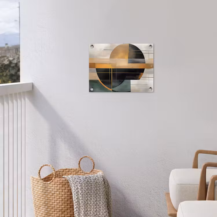 Abstract - Goud - Brons - Groen - Vormen - Modern tuinposter los doek klein -sfeer8