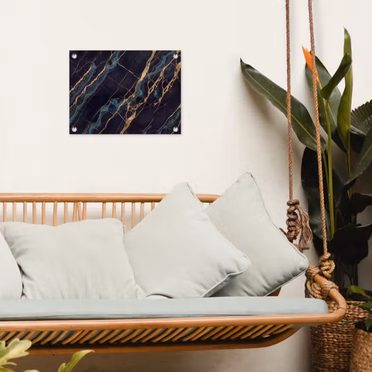 Abstract - Gouden lijnen - Kunst - Modern - Zwart tuinposter los doek klein -sfeer7