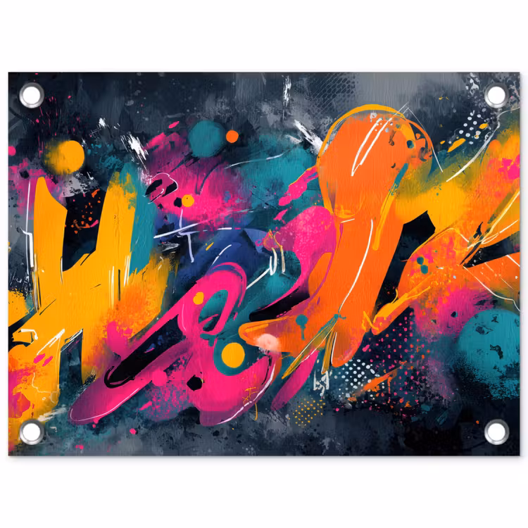 Abstract - Graffiti - Kleurrijk - Verfspatten tuinposter los doek klein -3d
