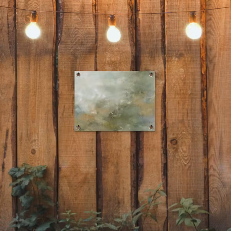 Abstract - Groen - Beige - Modern - Kunst tuinposter los doek klein -sfeer1