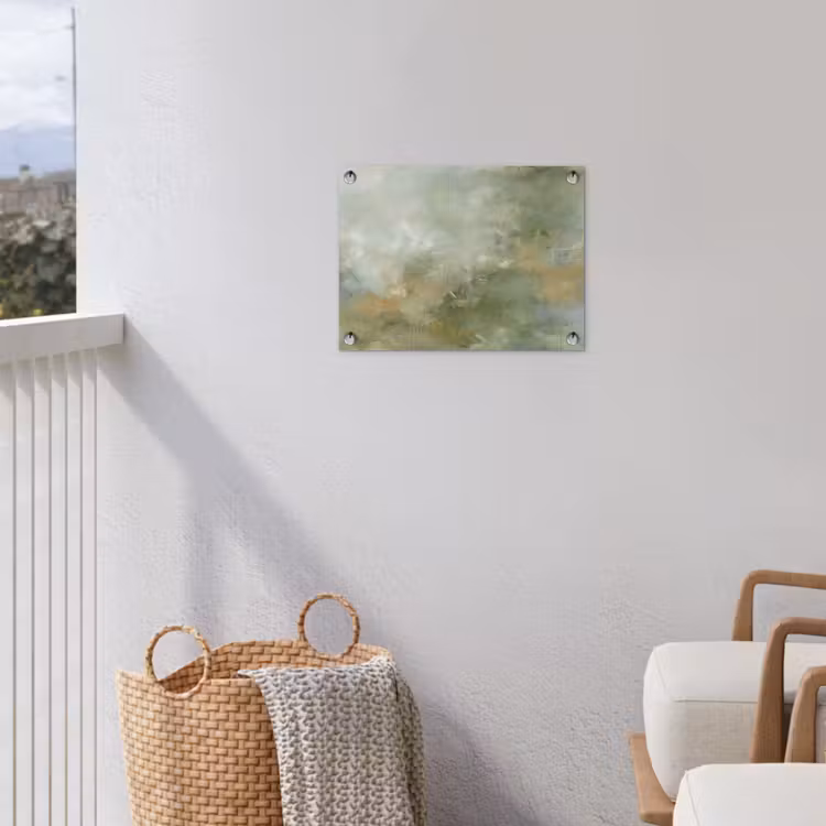 Abstract - Groen - Beige - Modern - Kunst tuinposter los doek klein -sfeer8