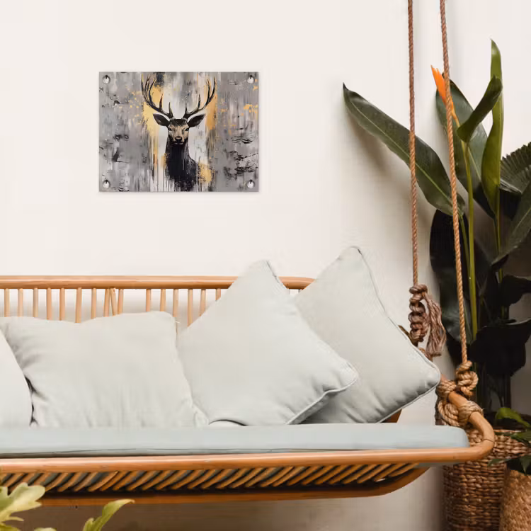 Abstract - Hert - Gewei - Goud tuinposter los doek klein -sfeer7