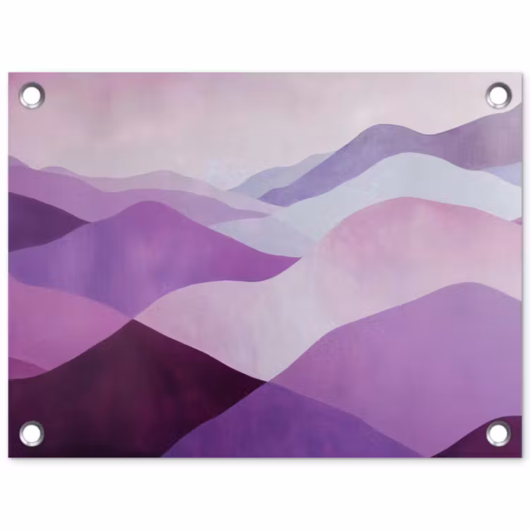 Abstract - Heuvels - Landschap - Paars tuinposter los doek klein -3d