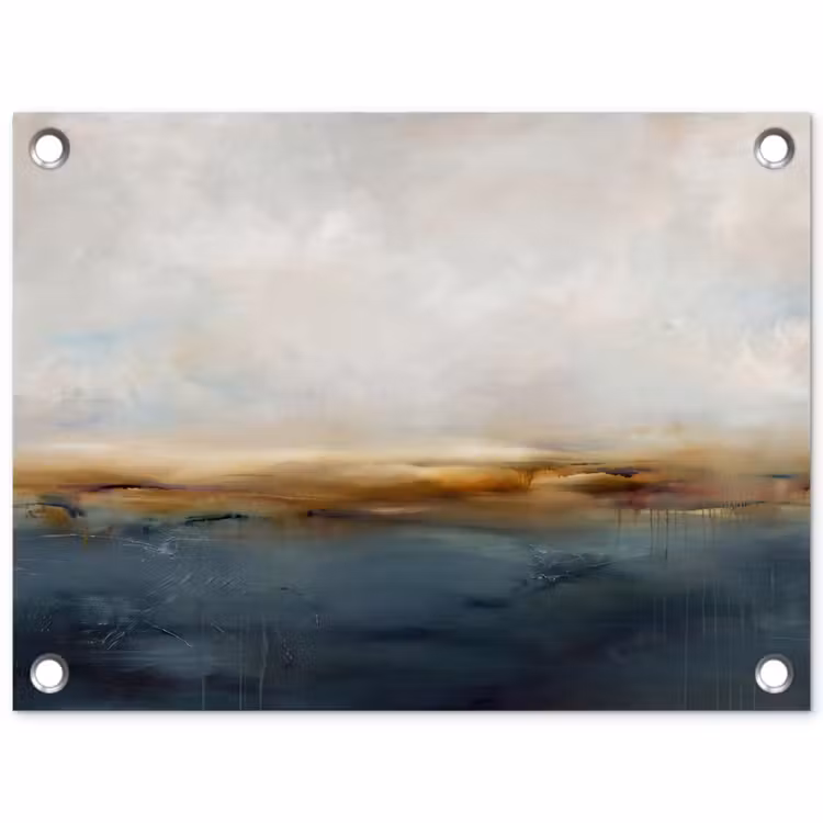 Abstract - Horizon - Water - Modern - Beige tuinposter los doek klein -3d