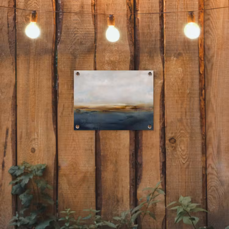 Abstract - Horizon - Water - Modern - Beige tuinposter los doek klein -sfeer1