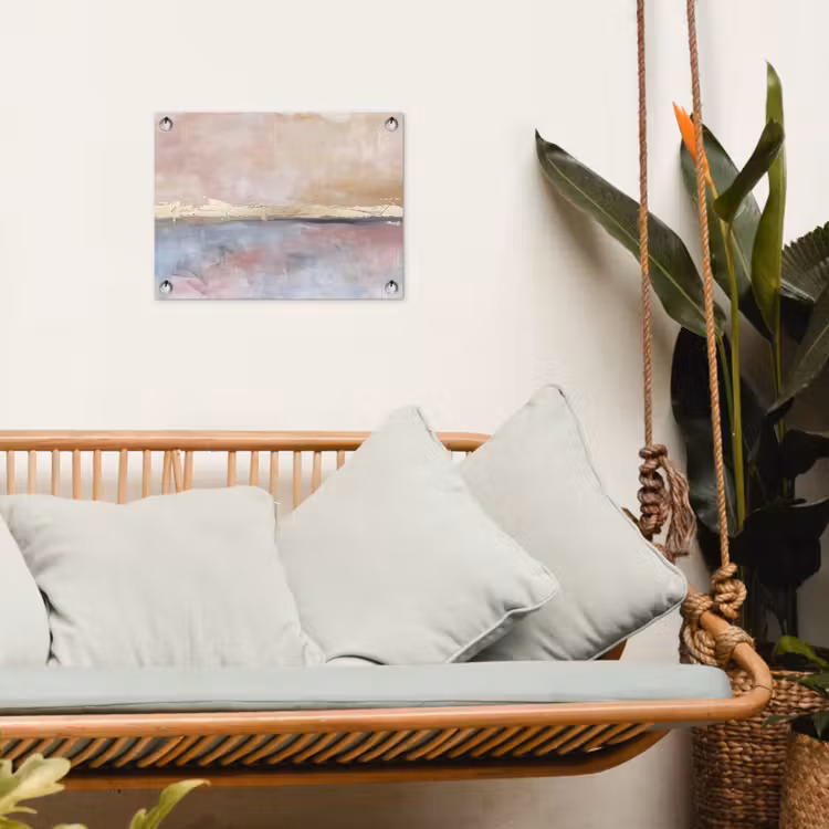 Abstract - Horizontaal - Kunst - Roze - Goud tuinposter los doek klein -sfeer7