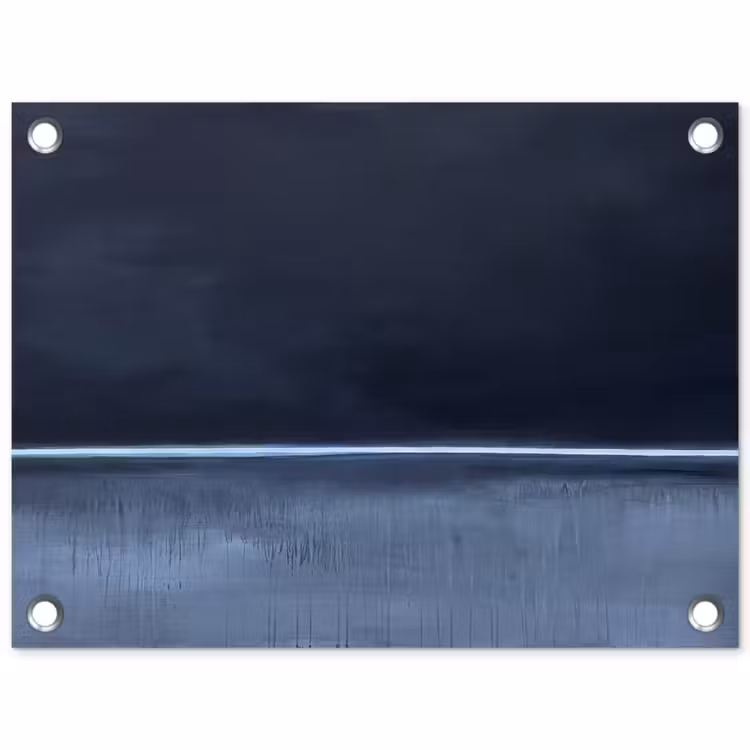 Abstract - Horizontale lijn - Minimalistisch - Donkerblauw - Kunst tuinposter los doek klein -3d
